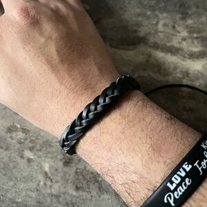 Black Braided Leather Bracelet